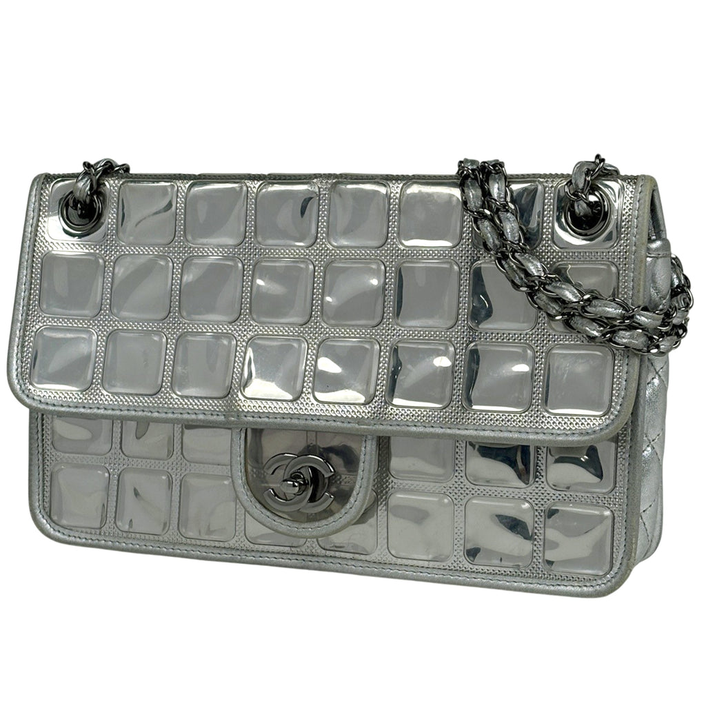 シャネル アイスキューブ チェーン ショルダーバッグ ココマーク マトラッセ ショルダーバッグ レザー シルバー A37108 レディース 【中古】brbag