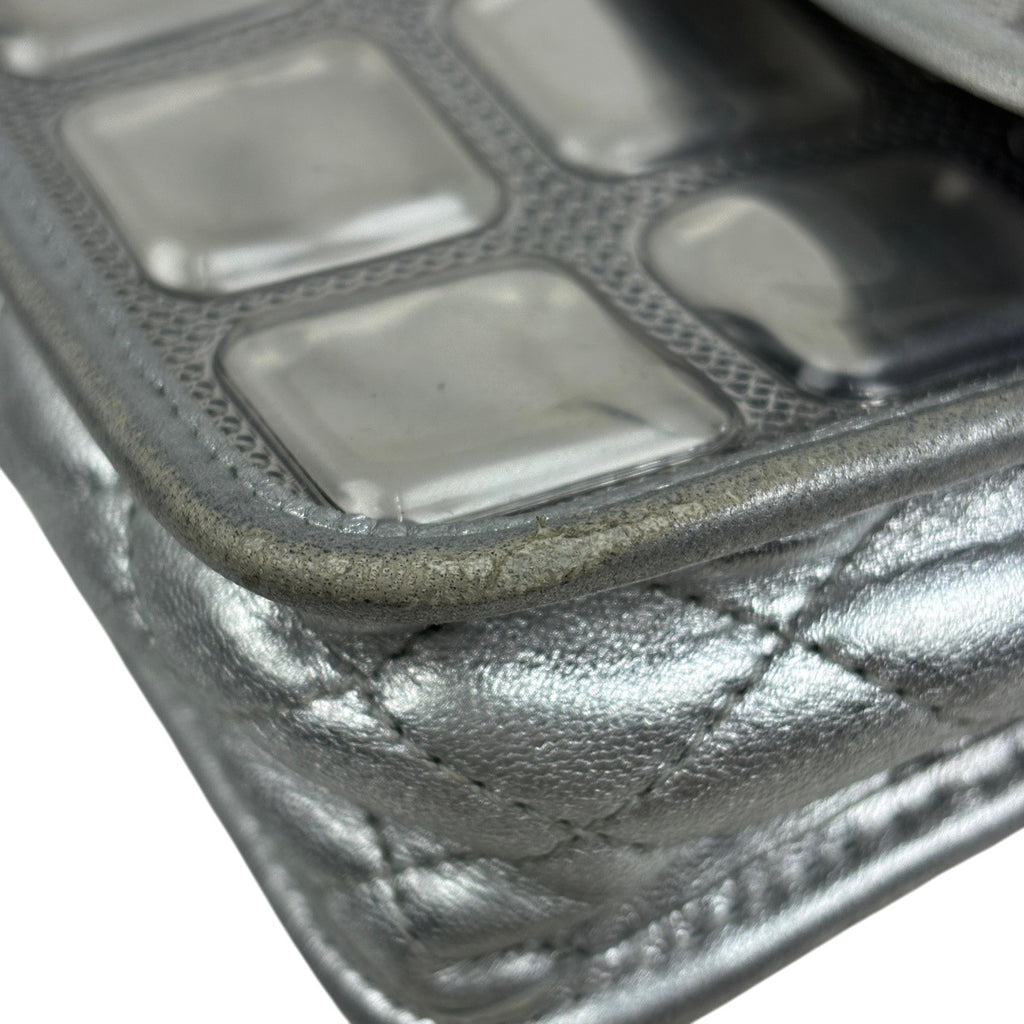 シャネル アイスキューブ チェーン ショルダーバッグ ココマーク マトラッセ ショルダーバッグ レザー シルバー A37108 レディース 【中古】brbag