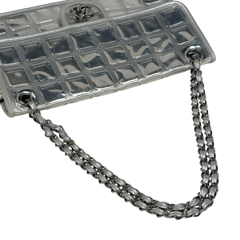 シャネル アイスキューブ チェーン ショルダーバッグ ココマーク マトラッセ ショルダーバッグ レザー シルバー A37108 レディース 【中古】brbag