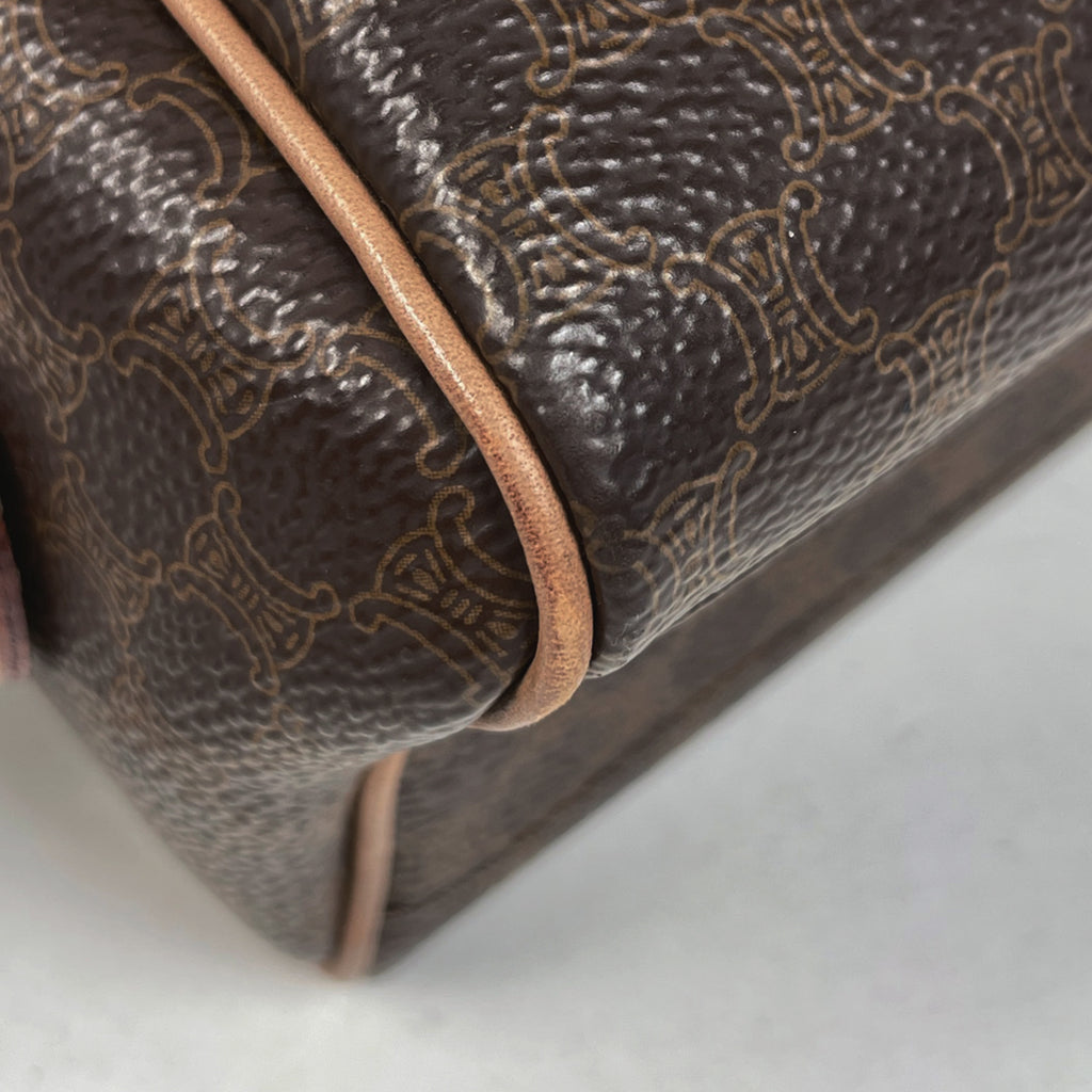 セリーヌ マカダム柄 ミニ ハンドバッグ 2WAY ショルダーバッグ ハンドバッグ コーティングキャンバス ブラウン レディース 【中古】brbag