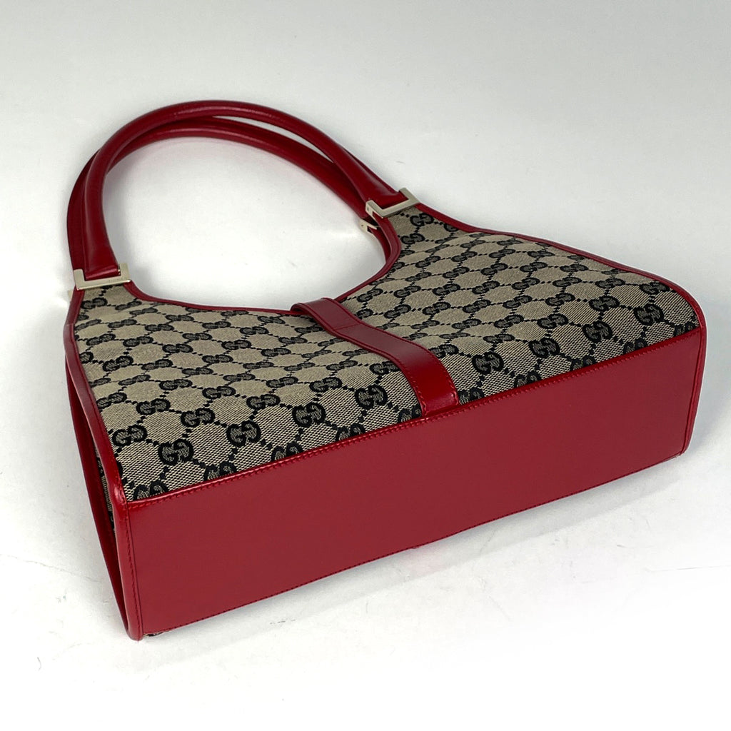 グッチ ジャッキーライン ショルダーバッグ ハンドバッグ GG柄 ショルダーバッグ GGキャンバス ベージュ レッド 0021067 レディース 【中古】brbag