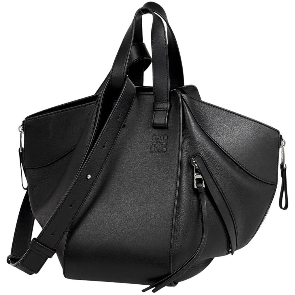 ロエベ ハンモック バッグ スモール アナグラム 2WAY ショルダーバッグ ハンドバッグ レザー ブラック レディース 【中古】brbag