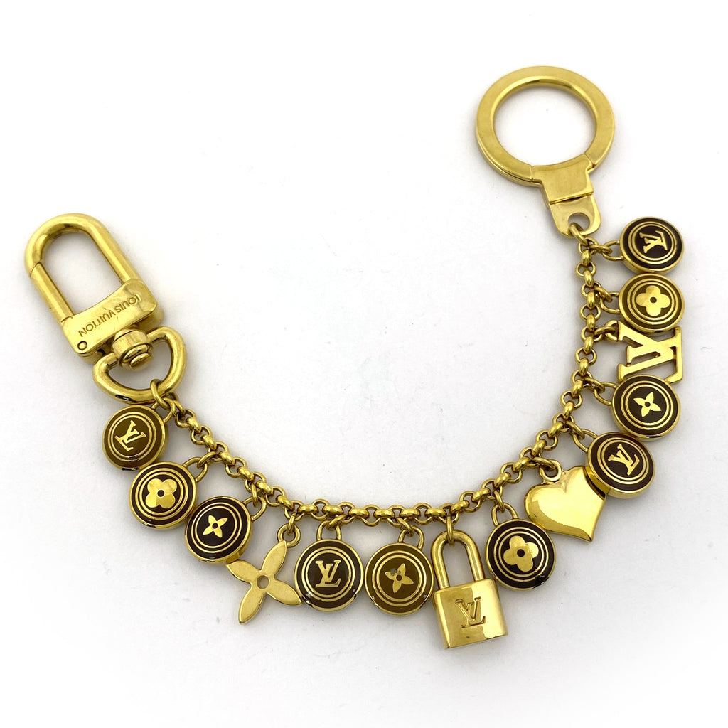 ルイ・ヴィトン ポルトクレ シェンヌ パスティーユ キーリング モノグラム バッグチャーム GP ゴールド ブラウン M65386 レディース 【中古】brbag