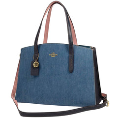 コーチ ロゴ トートバッグ 2WAY ショルダーバッグ 花柄 ハンドバッグ デニム ブルー 28898 レディース 【中古】brbag