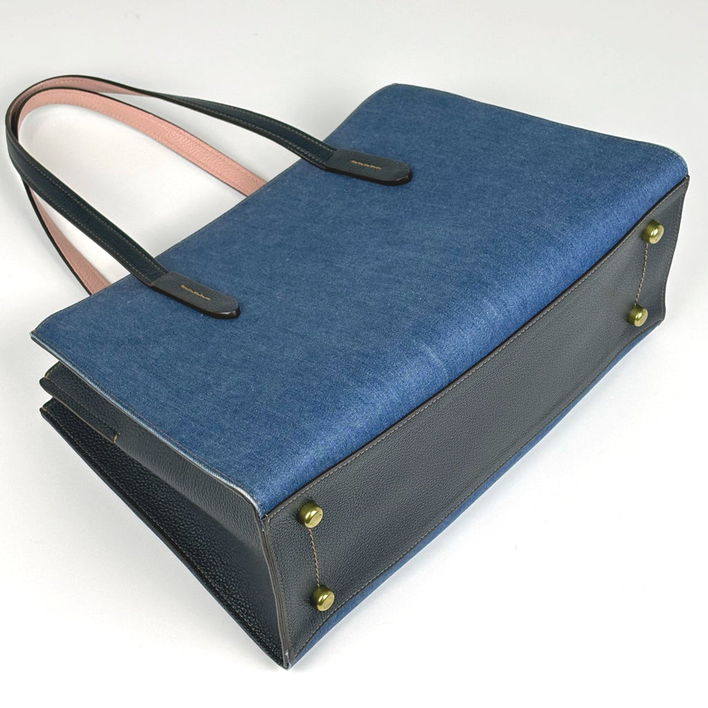コーチ ロゴ トートバッグ 2WAY ショルダーバッグ 花柄 ハンドバッグ デニム ブルー 28898 レディース 【中古】brbag