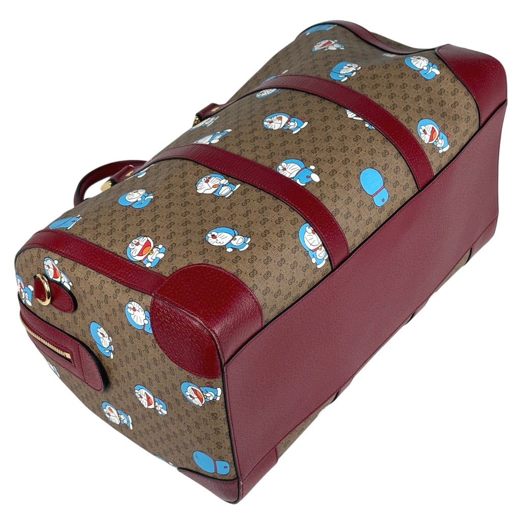 グッチ マイクロGG柄 ボストンバッグ ドラえもんコラボ ミディアム ダッフルバッグ ボストンバッグ コーティングキャンバス ブラウン レッド 647815 レディース 【中古】brbag