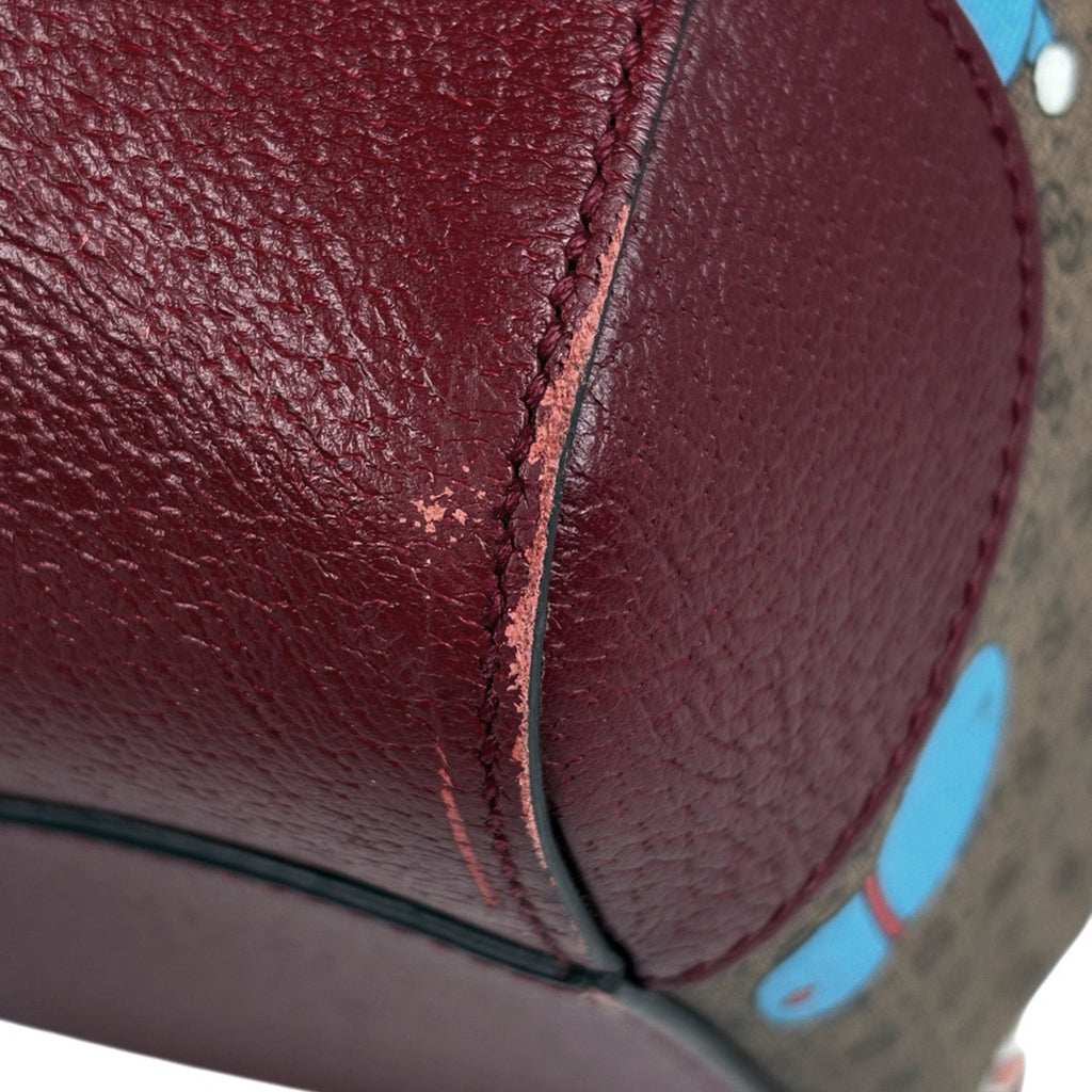 グッチ マイクロGG柄 ボストンバッグ ドラえもんコラボ ミディアム ダッフルバッグ ボストンバッグ コーティングキャンバス ブラウン レッド 647815 レディース 【中古】brbag