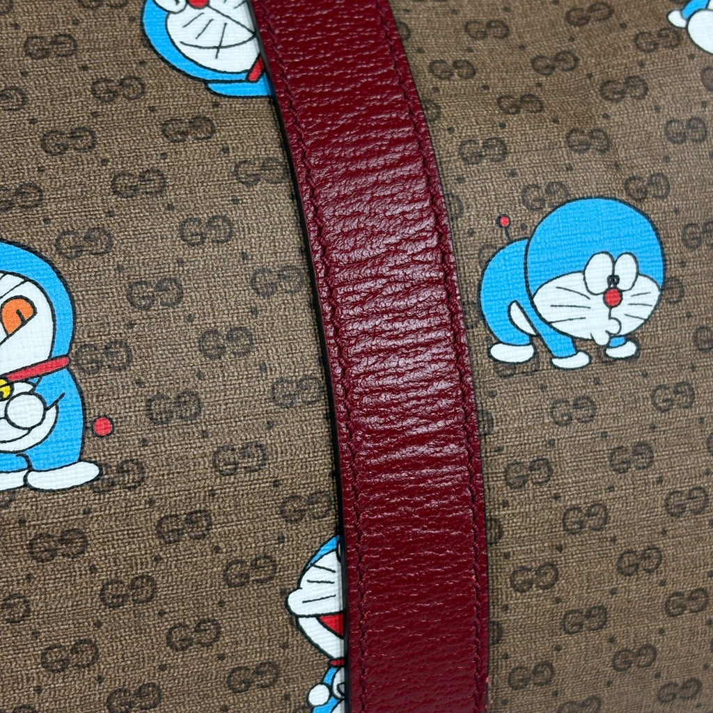 グッチ マイクロGG柄 ボストンバッグ ドラえもんコラボ ミディアム ダッフルバッグ ボストンバッグ コーティングキャンバス ブラウン レッド 647815 レディース 【中古】brbag