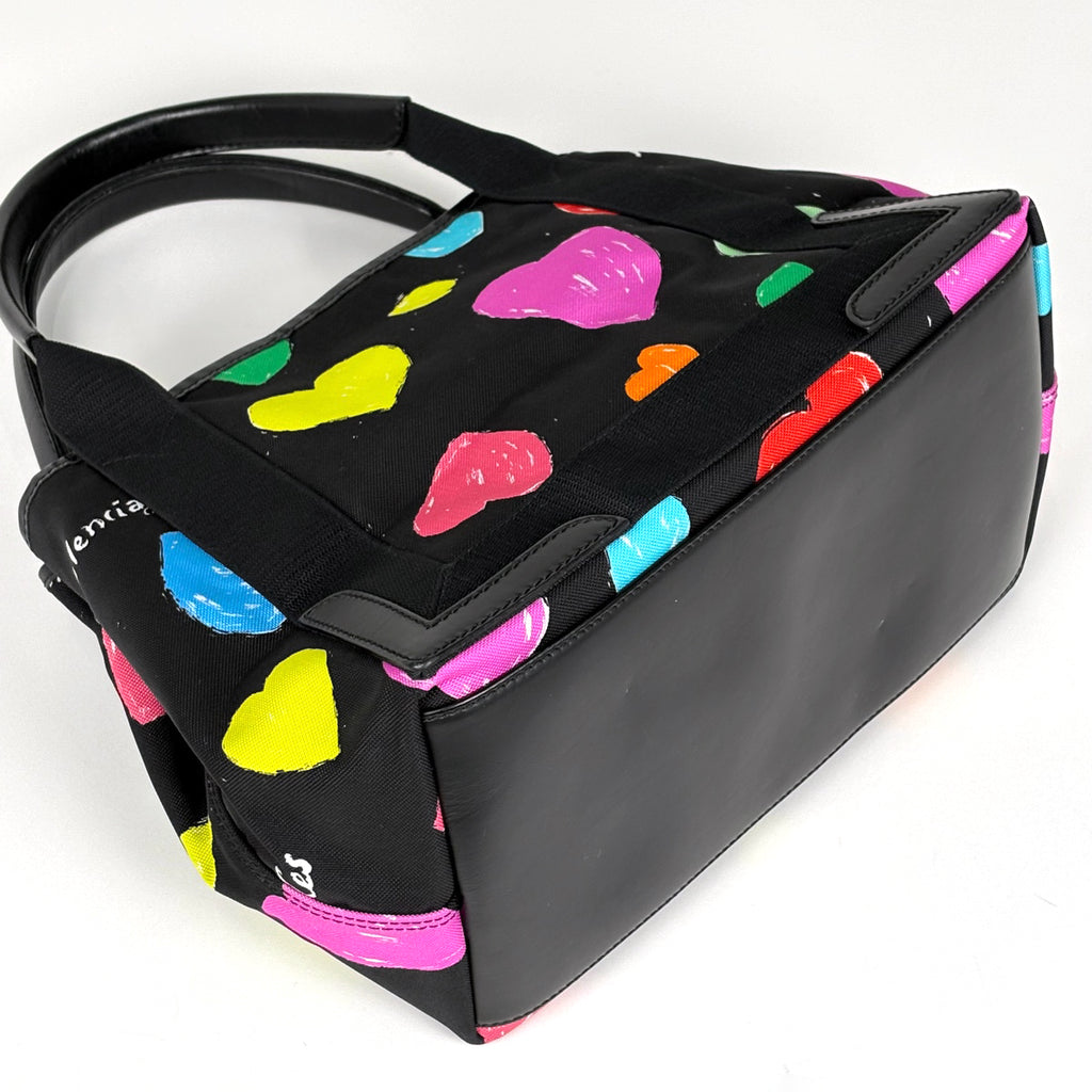 バレンシアガ ネイビー スモール カバス ハンドバッグ ロゴ ハート トートバッグ キャンバス ブラック 339933 レディース 【中古】brbag