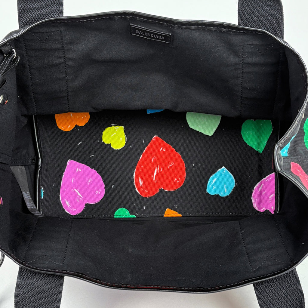 バレンシアガ ネイビー スモール カバス ハンドバッグ ロゴ ハート トートバッグ キャンバス ブラック 339933 レディース 【中古】brbag