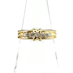 メレダイヤ デザインリング YG イエローゴールド 指輪 リング 11号 K18 ダイヤモンド レディース ノンブランドジュエリー 【中古】nbjwl