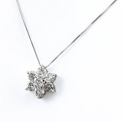 フラワーモチーフ デザインネックレス WG ホワイトゴールド ペンダント メレダイヤ 花 ネックレス K18 WG ダイヤモンド レディース ノンブランドジュエリー 【中古】nbjwl