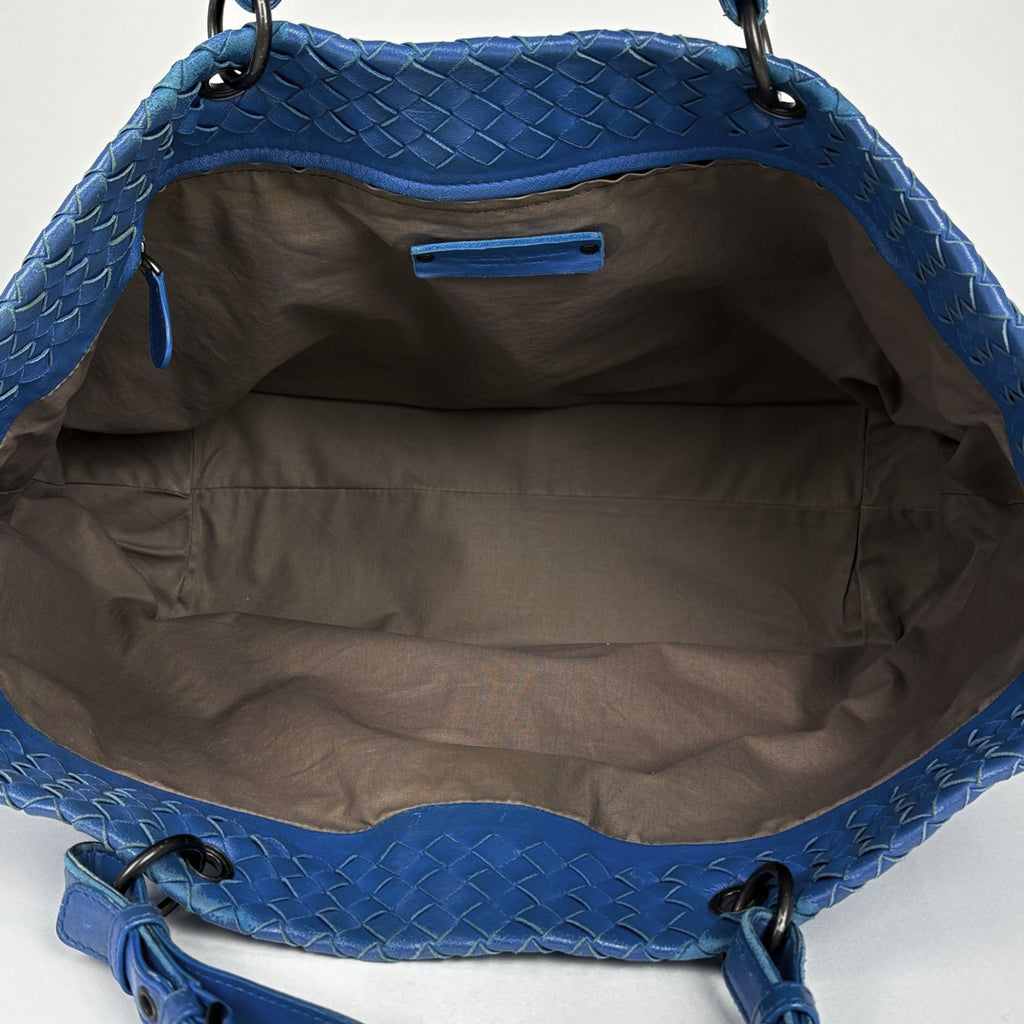 ボッテガヴェネタ イントレチャート トートバッグ ショルダーバッグ 肩掛け トートバッグ レザー ブルー レディース 【中古】brbag