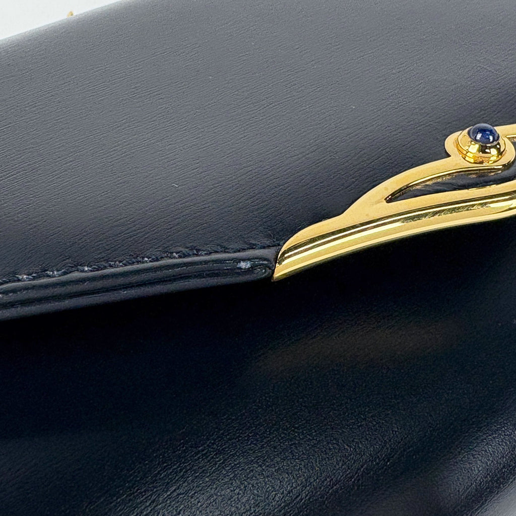 カルティエ サファイアライン チェーン ショルダーバッグ 肩掛け ショルダーバッグ レザー ネイビー レディース 【中古】brbag