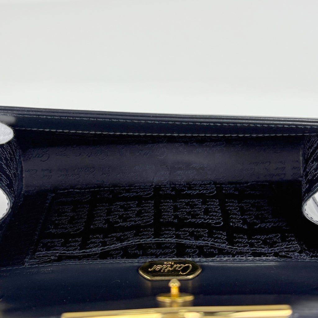 カルティエ サファイアライン チェーン ショルダーバッグ 肩掛け ショルダーバッグ レザー ネイビー レディース 【中古】brbag