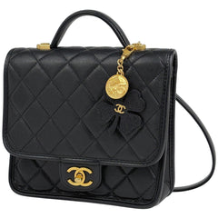 シャネル ココマーク バックパック マトラッセ カメリア No.5 チャーム ハンドバッグ リュック キャビアスキン ブラック AS5715 レディース 【中古】brbag