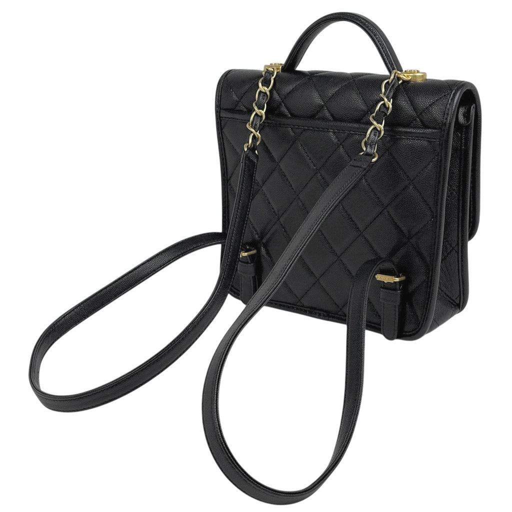 シャネル ココマーク バックパック マトラッセ カメリア No.5 チャーム ハンドバッグ リュック キャビアスキン ブラック AS5715 レディース 【中古】brbag