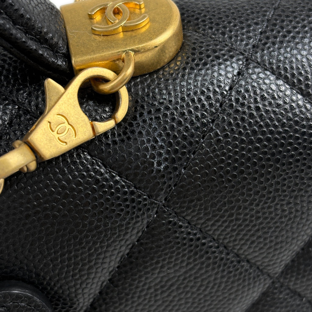 シャネル ココマーク バックパック マトラッセ カメリア No.5 チャーム ハンドバッグ リュック キャビアスキン ブラック AS5715 レディース 【中古】brbag