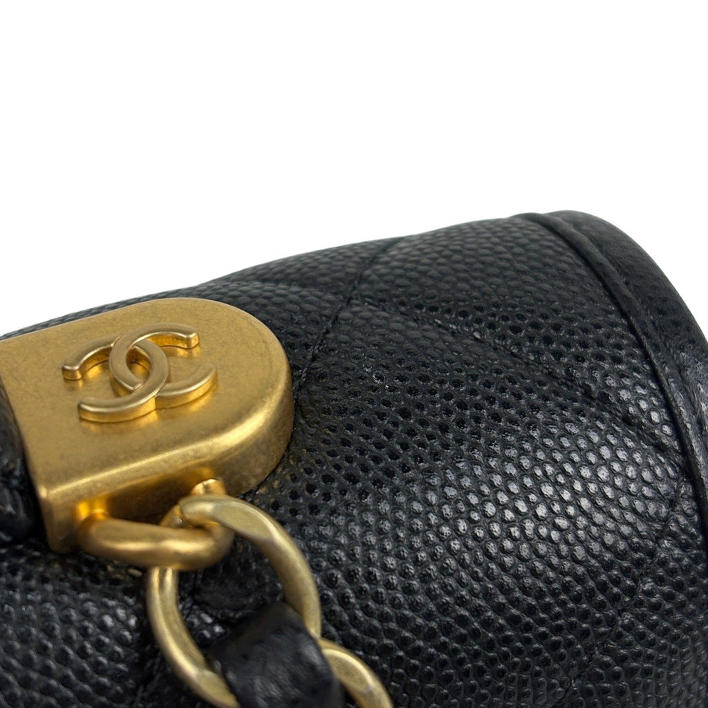 シャネル ココマーク バックパック マトラッセ カメリア No.5 チャーム ハンドバッグ リュック キャビアスキン ブラック AS5715 レディース 【中古】brbag