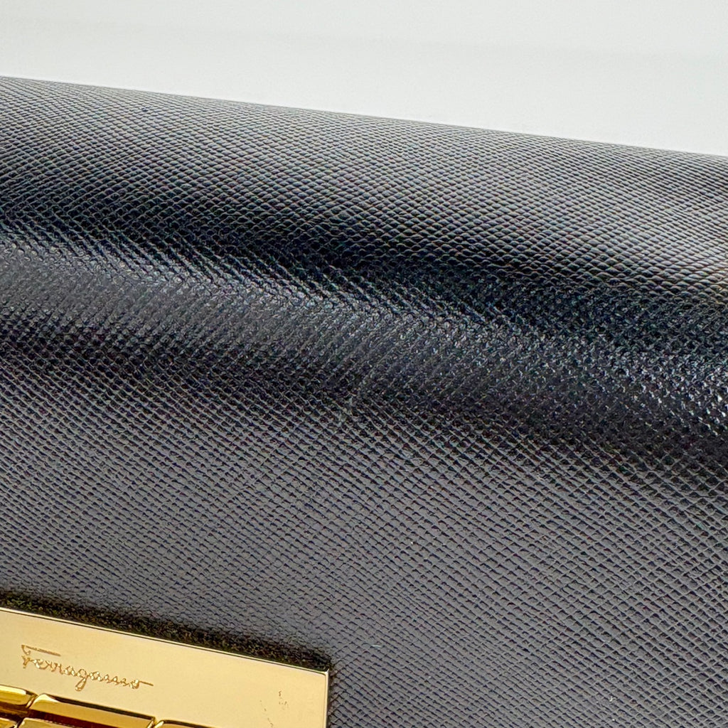 サルヴァトーレフェラガモ ガンチーニ ハンドバッグ 2WAY ショルダーバッグ ハンドバッグ レザー ブラック レディース 【中古】brbag