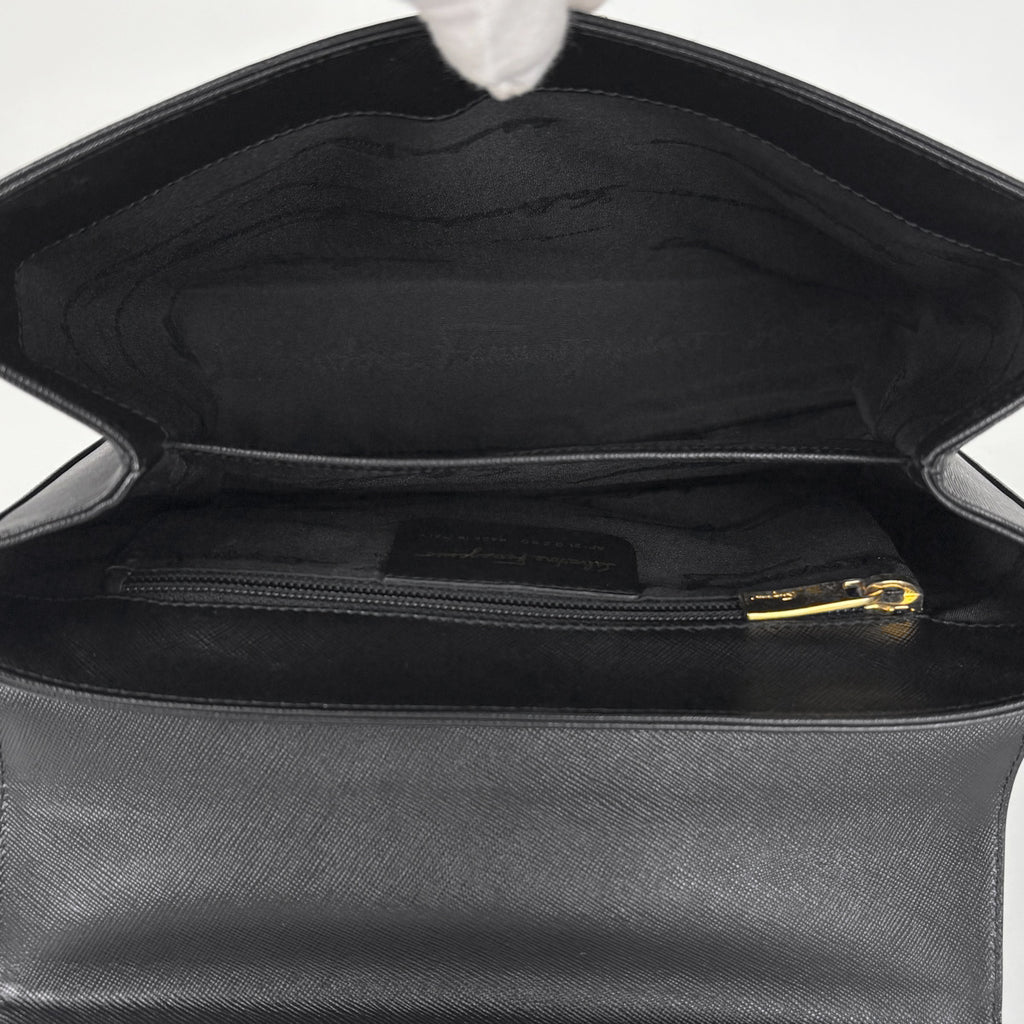 サルヴァトーレフェラガモ ガンチーニ ハンドバッグ 2WAY ショルダーバッグ ハンドバッグ レザー ブラック レディース 【中古】brbag