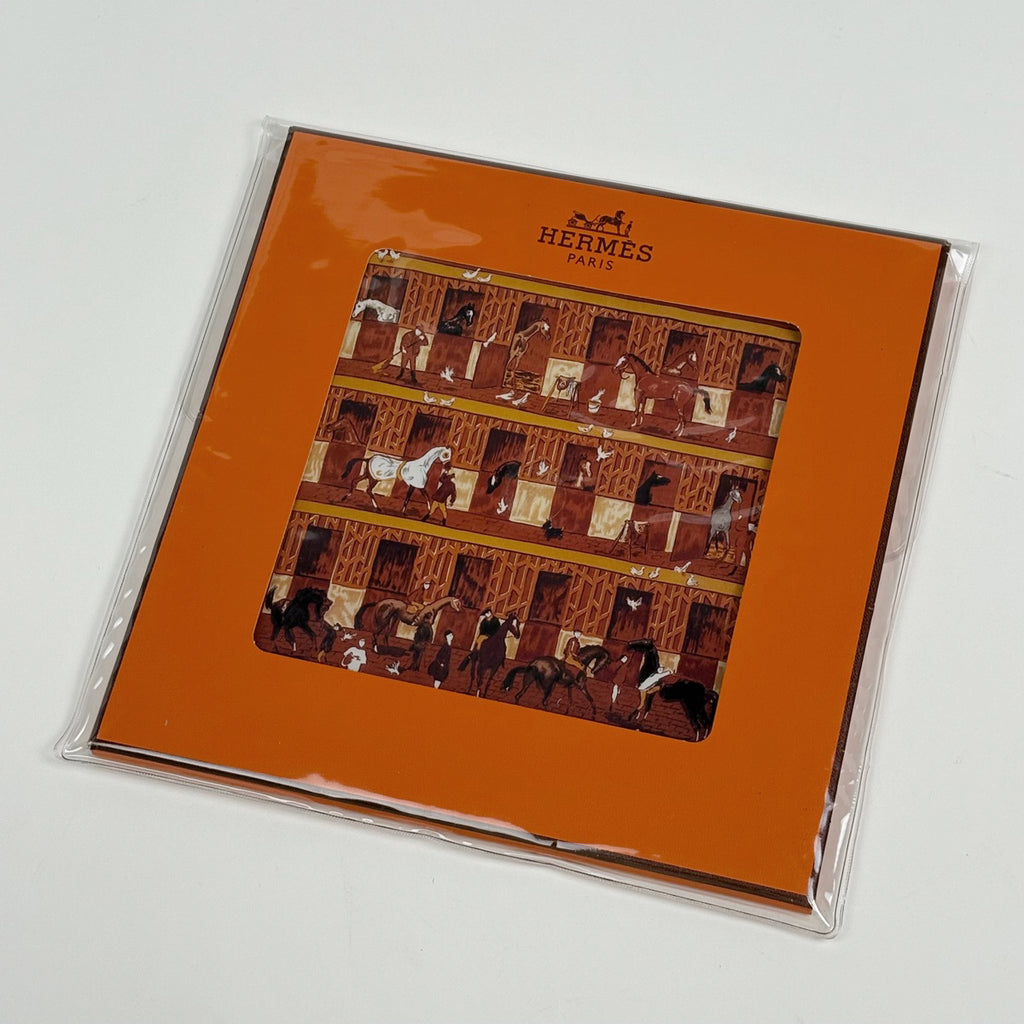 エルメス カレ 90 ECURIES 厩舎 スカーフ シルク オレンジ マルチカラー レディース 【中古】brbag