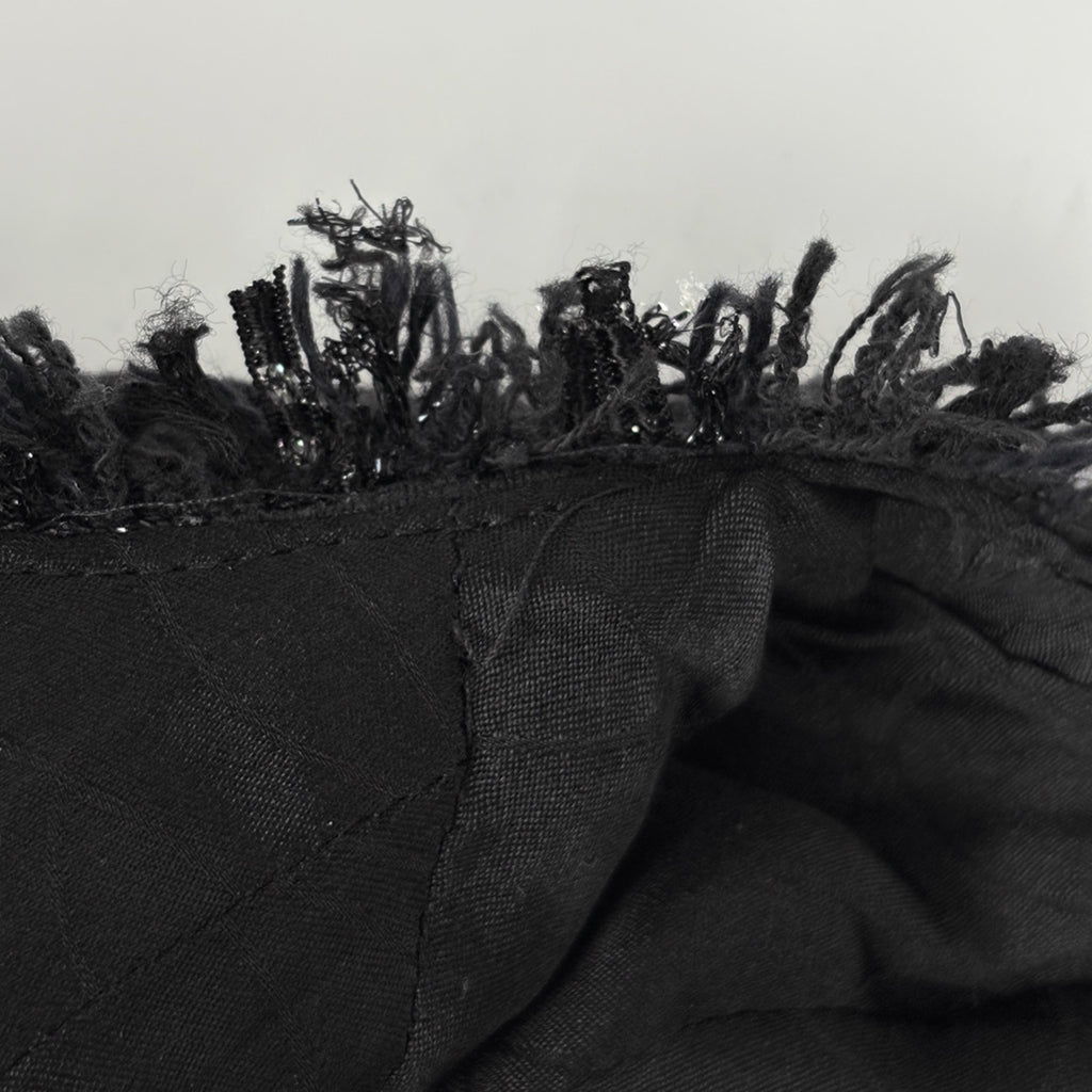 シャネル ココマークボタン ツイード ジャケット ショート丈 05A アウター ノーカラージャケット コットン レーヨン ポリエステル ブラック レディース ブランド品（アパレル） 【中古】brapp