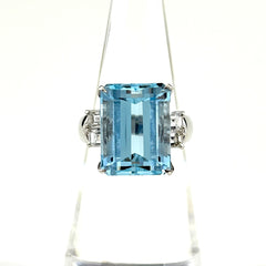 アクアマリン デザインリング プラチナ 指輪 メレダイヤ リング 11号 Pt900 アクアマリン ダイヤモンド レディース ノンブランドジュエリー 【中古】nbjwl