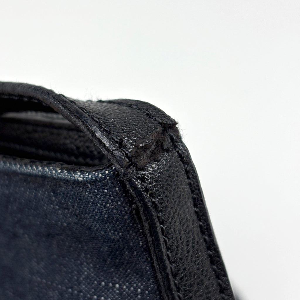 プラダ ロゴプレート ショルダーバッグ 斜め掛け ショルダーバッグ キャンバス ネイビー ブラック レディース 【中古】brbag