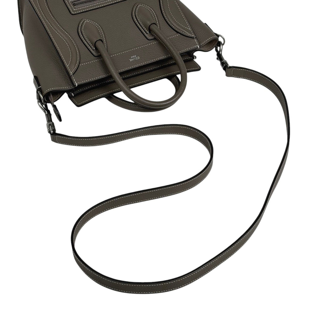 セリーヌ ラゲージ ナノショッパー 2WAY ショルダーバッグ ハンドバッグ レザー ブラウン レディース 【中古】brbag