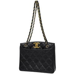 シャネル ココマーク チェーン トートバッグ 肩掛け ショルダーバッグ トートバッグ キャビアスキン ブラック レディース 【中古】brbag