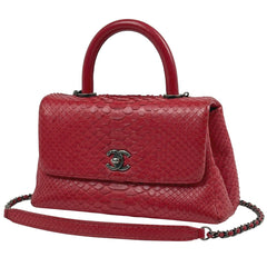 シャネル ショルダーバッグ A92990 トップハンドル 2way パイソン レッド レディース 中古 brbag