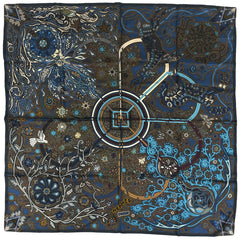 エルメス カレ 90 L’Arbre du Vent 風の大樹 スカーフ シルク ネイビー マルチカラー レディース 【中古】brbag