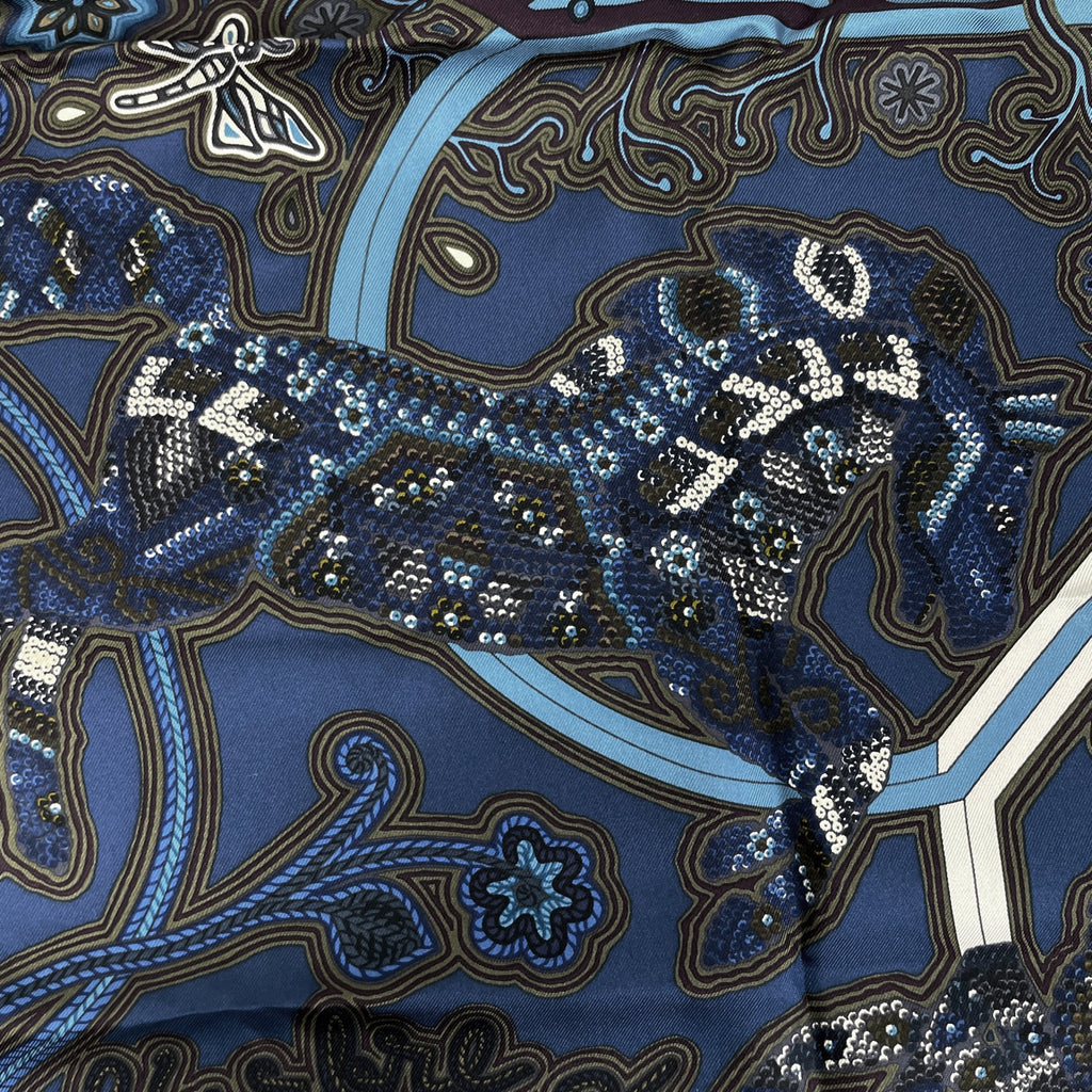 エルメス カレ 90 L’Arbre du Vent 風の大樹 スカーフ シルク ネイビー マルチカラー レディース 【中古】brbag