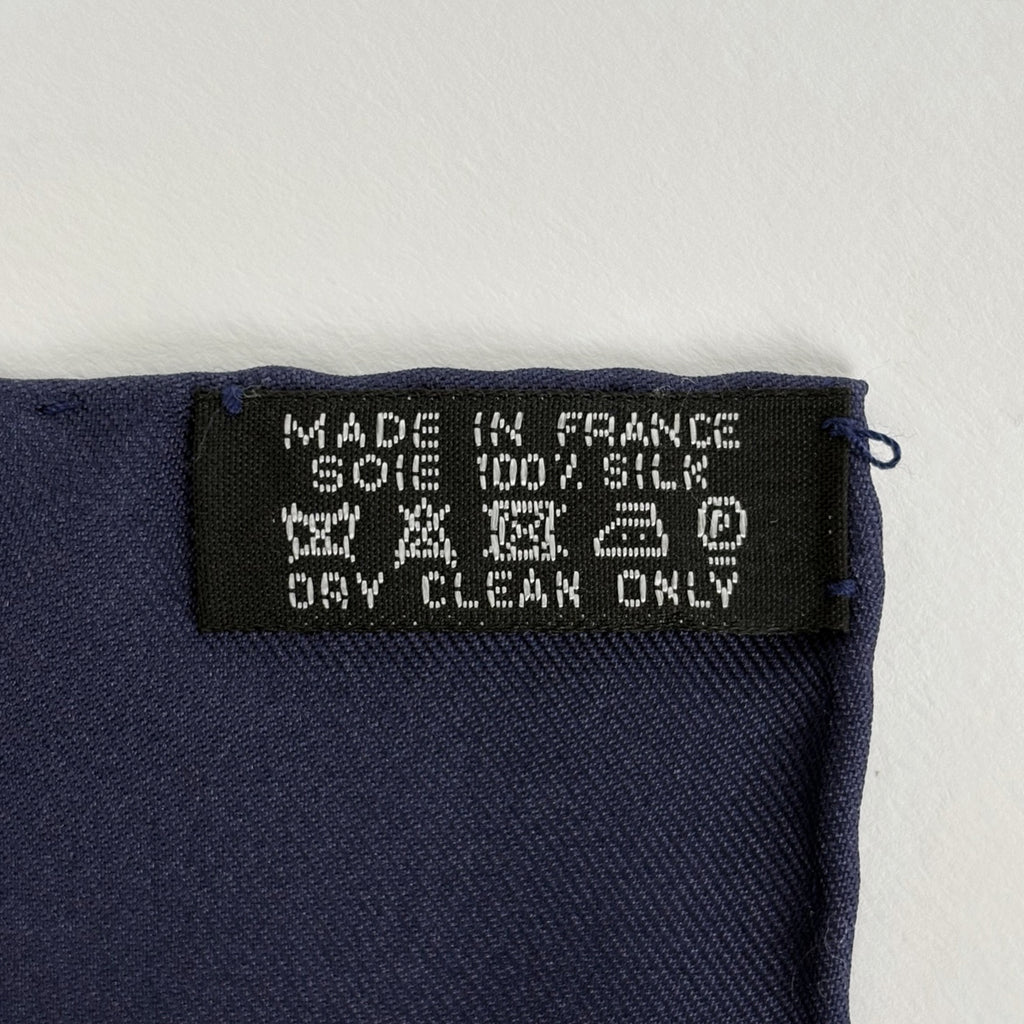 エルメス カレ 90 CHEVAL FUSION シュヴァル フュージョン スカーフ シルク ネイビー レディース 【中古】brbag