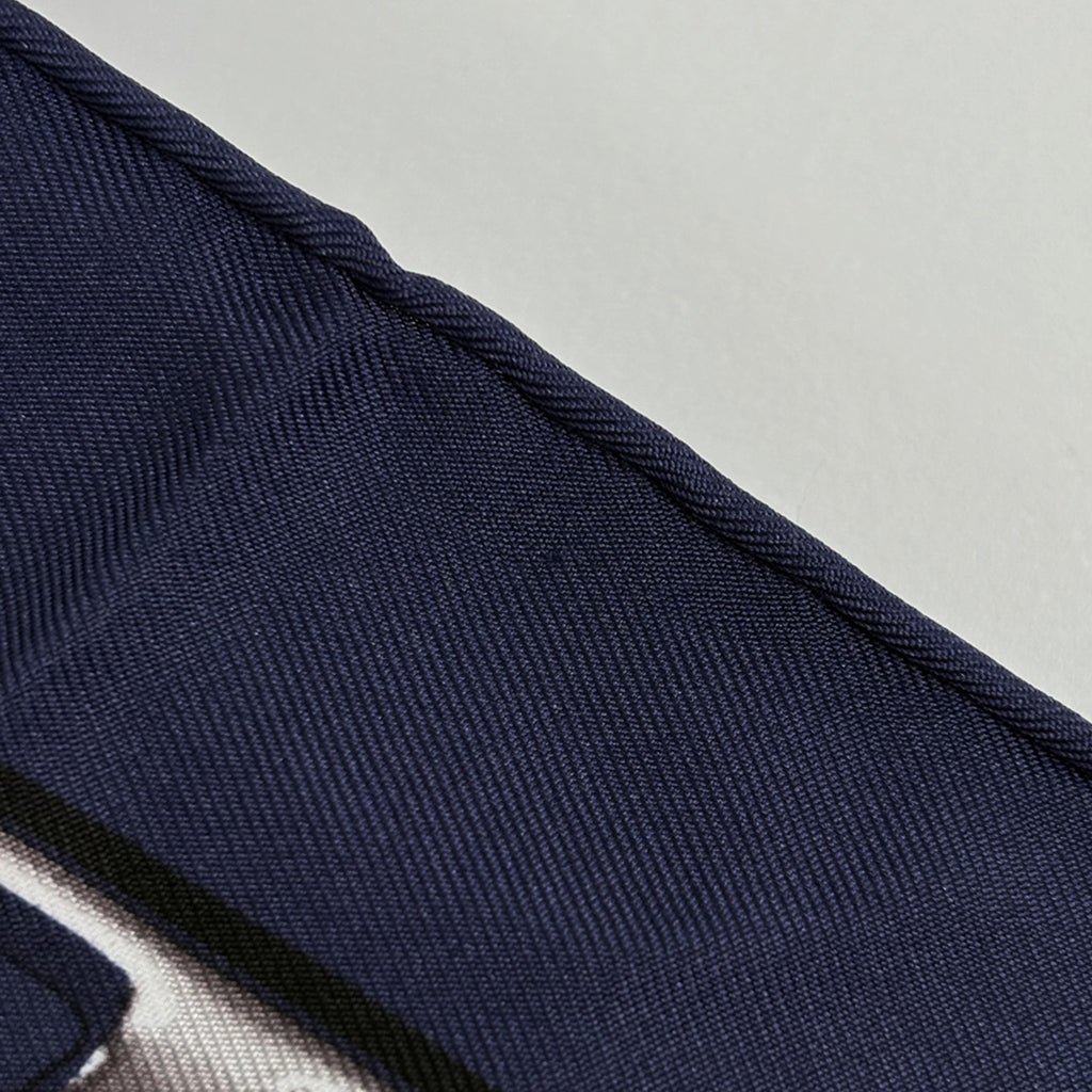 エルメス カレ 90 CHEVAL FUSION シュヴァル フュージョン スカーフ シルク ネイビー レディース 【中古】brbag