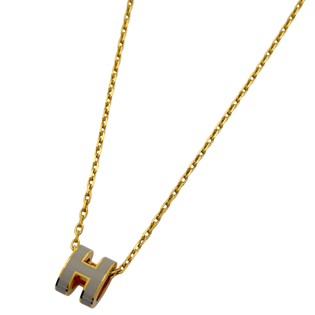 エルメス ミニ ポップアッシュ ネックレス POP Hロゴ ネックレス GP ゴールド ベージュ レディース 【中古】bracc