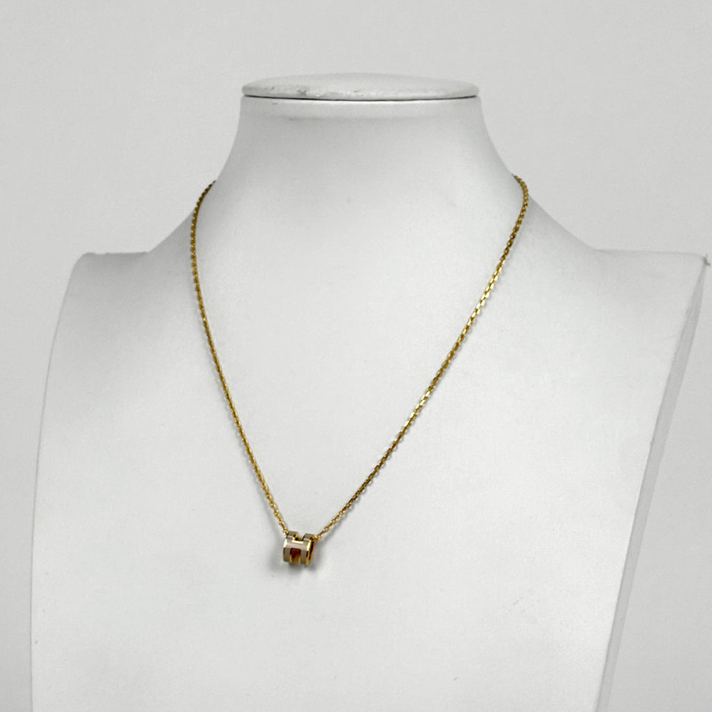 エルメス ミニ ポップアッシュ ネックレス POP Hロゴ ネックレス GP ゴールド ベージュ レディース 【中古】bracc