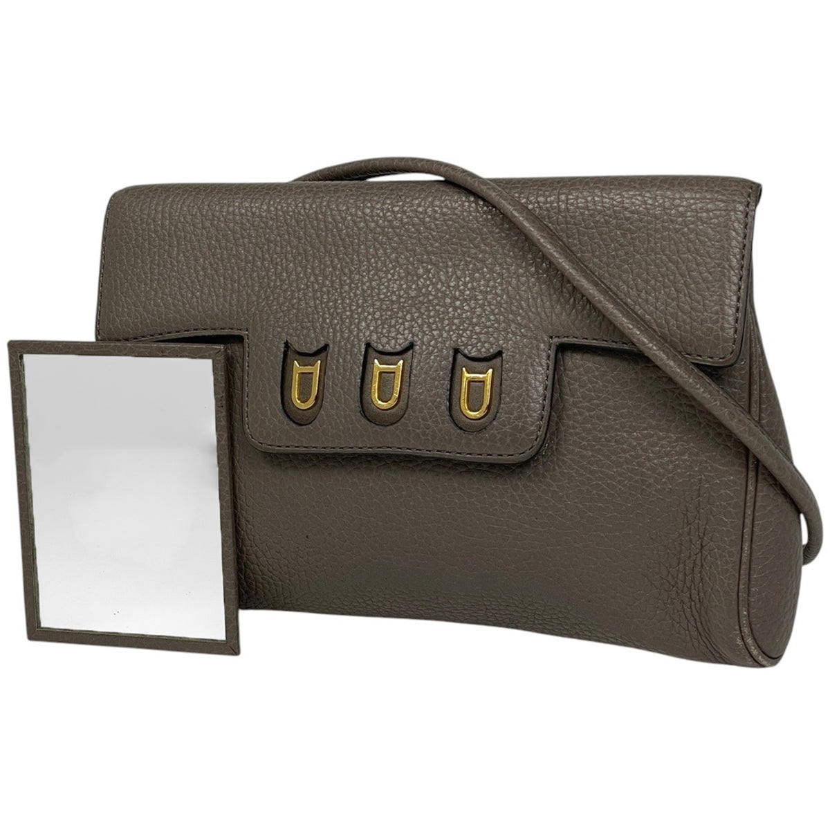 K08 DELVAUX デルヴォー ロゴプレート フラップ レザー ショルダーバッグ ブラック/ゴールド K08 DELVAUX デルヴォー ロゴプレート フラップ レザー ショルダー