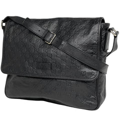 グッチ グッチシマ ショルダーバッグ シグネチャー メッセンジャーバック ショルダーバッグ シマレザー ブラック 223665 レディース 【中古】brbag