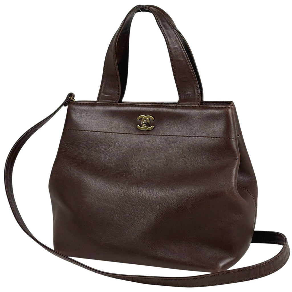 シャネル ココマーク ハンドバッグ 2WAY ショルダーバッグ ターンロック ハンドバッグ レザー ブラウン レディース 【中古】brbag