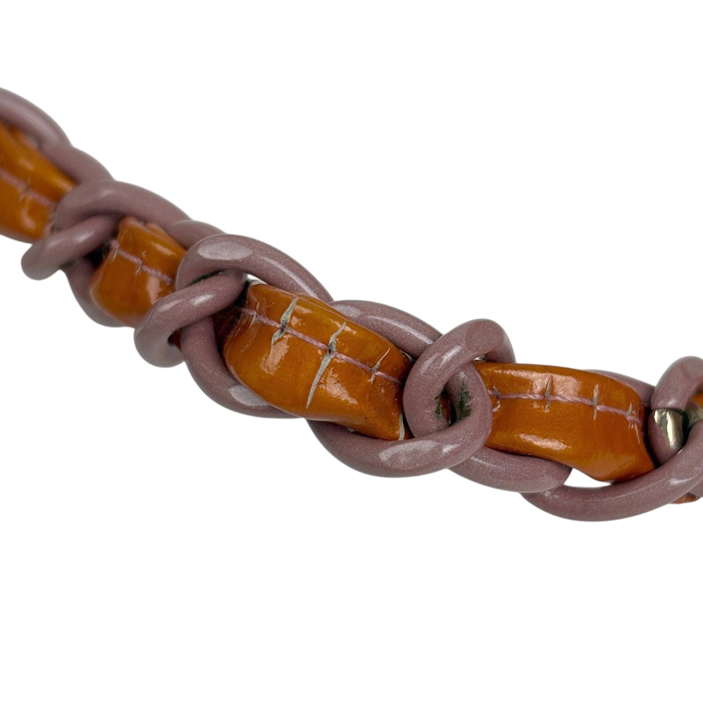 シャネル ココマーク チェーン ショルダーバッグ エナメル マトラッセ シングルフラップ ショルダーバッグ パテントレザー オレンジ レディース 【中古】brbag