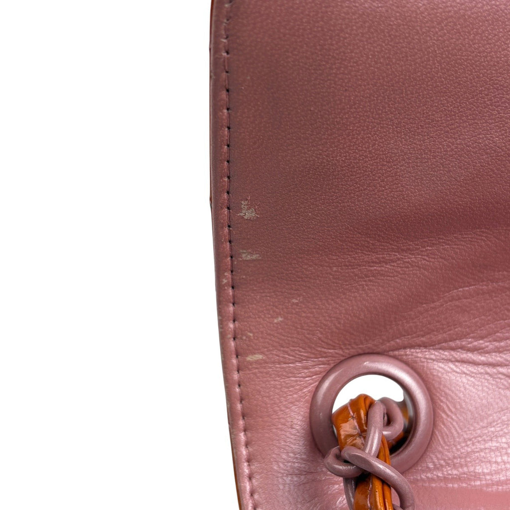 シャネル ココマーク チェーン ショルダーバッグ エナメル マトラッセ シングルフラップ ショルダーバッグ パテントレザー オレンジ レディース 【中古】brbag