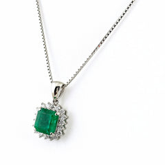 エメラルド デザインネックレス プラチナ ペンダント メレダイヤ ダイヤモンド ネックレス Pt900 Pt850 エメラルド レディース ノンブランドジュエリー 【中古】nbjwl