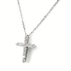 クロスモチーフ デザインネックレス WG ホワイトゴールド ペンダント メレダイヤ 十字架 ネックレス K18 WG ダイヤモンド レディース ノンブランドジュエリー 【中古】nbjwl