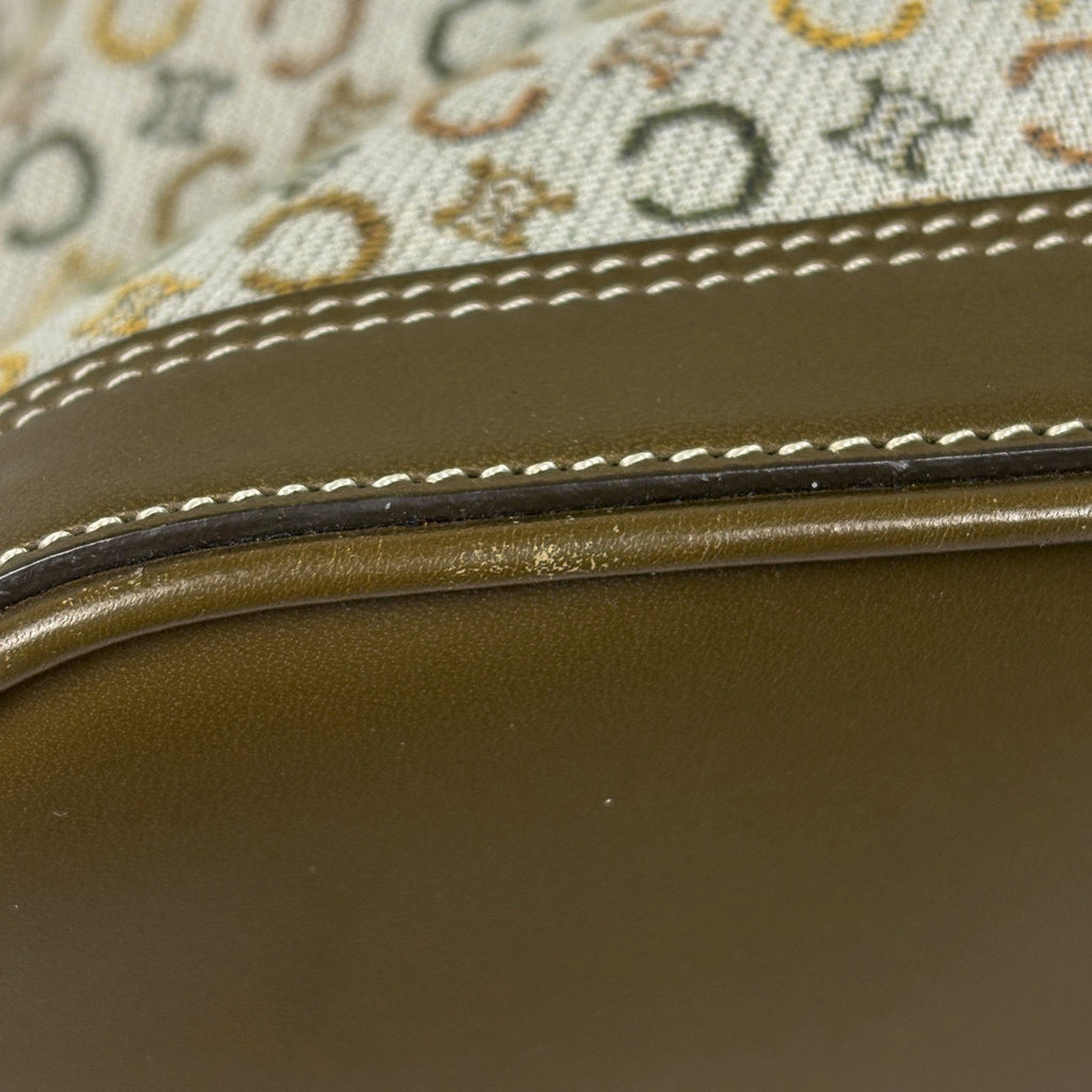 セリーヌ Cマカダム柄 トートバッグ ハンドバッグ カーキ トートバッグ キャンバス グリーン ベージュ レディース 【中古】brbag