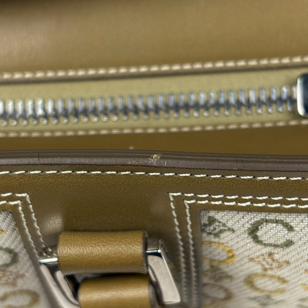 セリーヌ Cマカダム柄 トートバッグ ハンドバッグ カーキ トートバッグ キャンバス グリーン ベージュ レディース 【中古】brbag