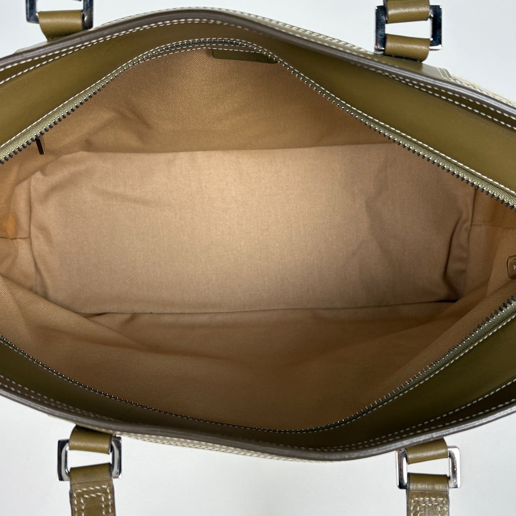 セリーヌ Cマカダム柄 トートバッグ ハンドバッグ カーキ トートバッグ キャンバス グリーン ベージュ レディース 【中古】brbag