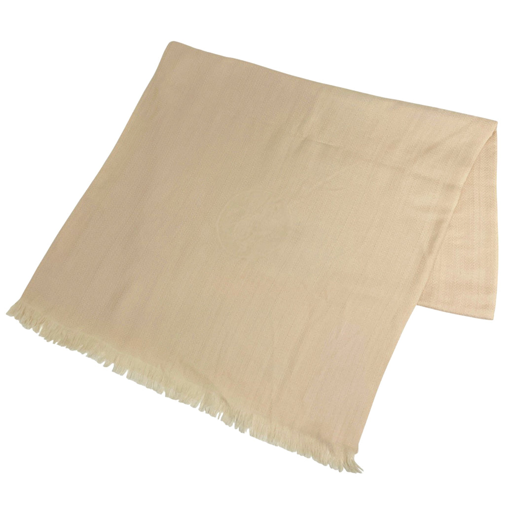 エルメス エクスリブリス ショール フリンジ ロゴ ロング マフラー ショール カシミヤ 絹 ベージュ レディース 【中古】brbag