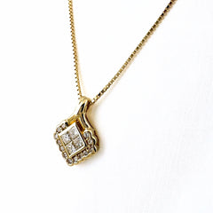 メレダイヤ デザインネックレス YG イエローゴールド ペンダント 750 ネックレス K18 ダイヤモンド レディース ノンブランドジュエリー 【中古】nbjwl